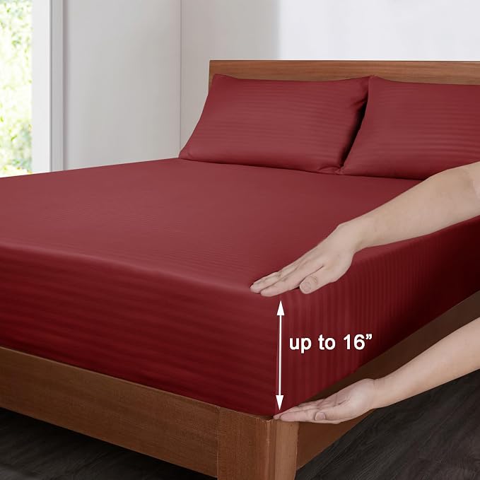 Mejoroom Striped Full Size Sheets – Extra Soft Full Size Bed Sheets - Image 3