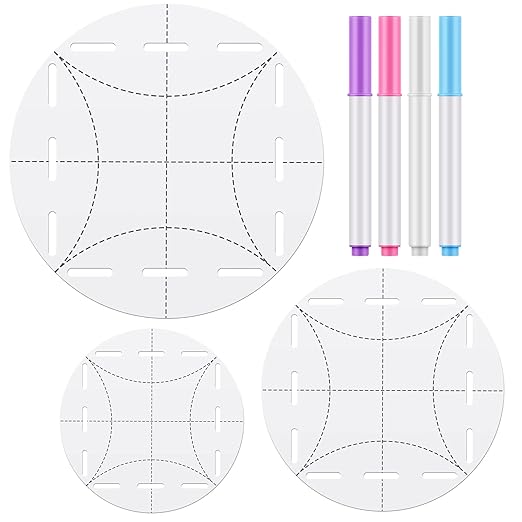 7 Pcs Quilt Circle Template Fabric Marking Pens Set Including Round Acrylic by Taiyin