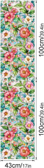 Camellia Window Film Decorative Privacy, Static Cling Stained Glass Film - Image 2