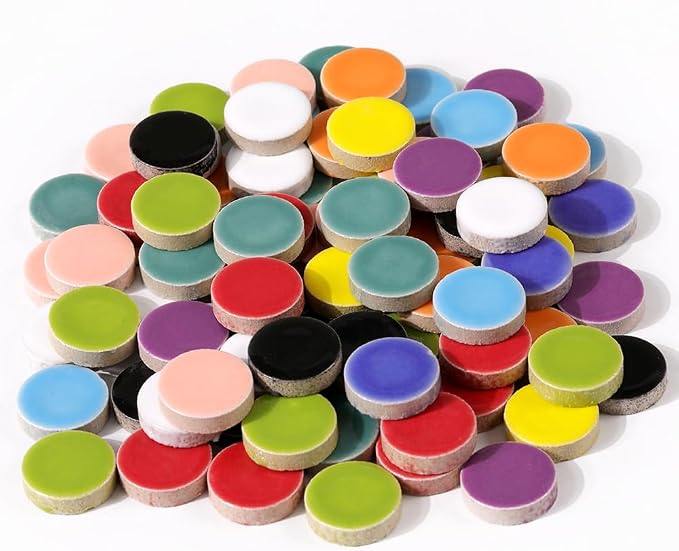 200g Ceramic Mosaic Tiles Pieces, Heart Star Oval Round Flower Shape Mosaics by BuenoarteMosaicStone