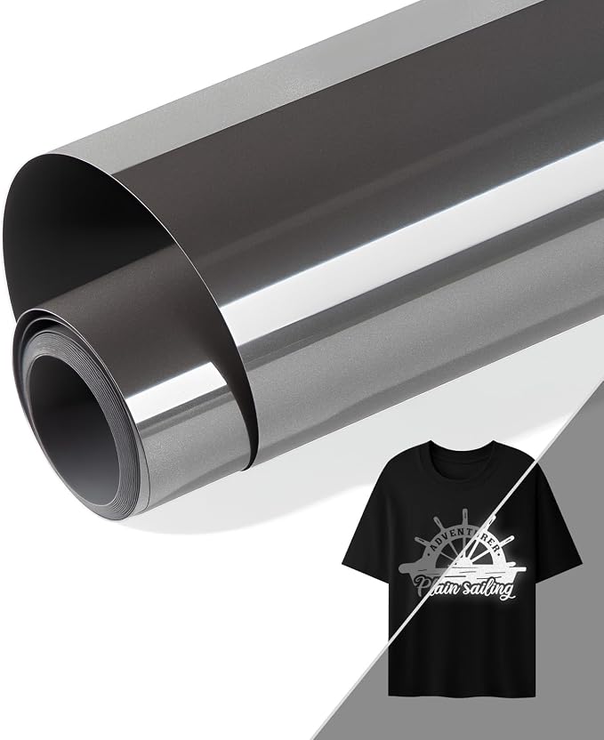 HTVRONT Reflective HTV Vinyl Roll, Reflective Dark Grey HTV, Reflective Iron on by HTVRONT