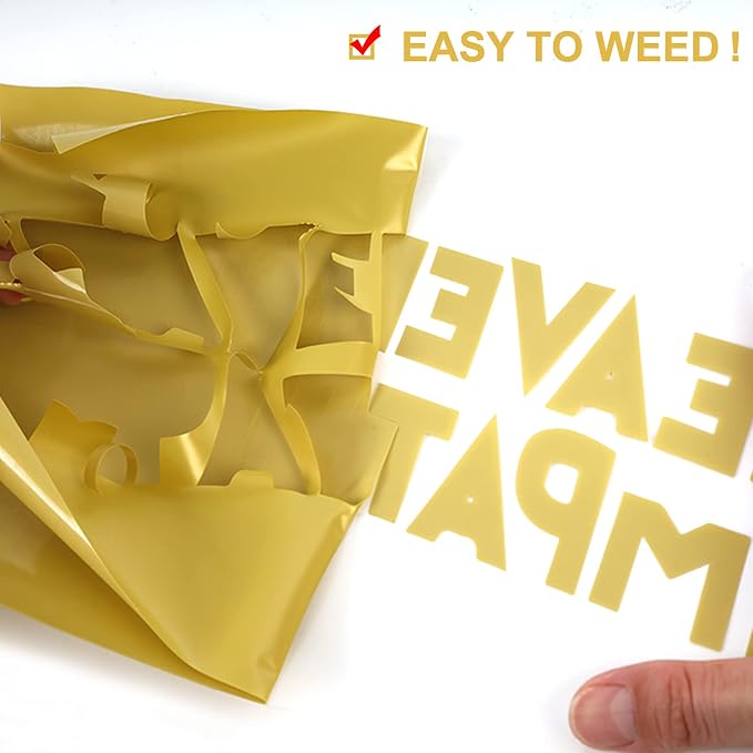 FUNKAKA Golden HTV Heat Transfer Vinyl Rolls, Adhesive Golden HTV Vinyl - Image 3
