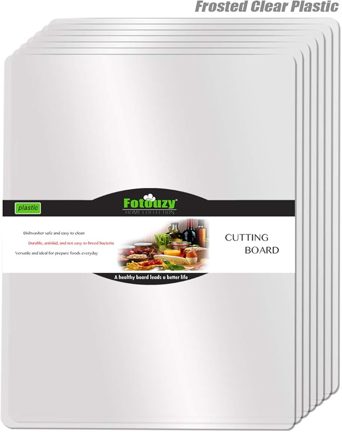 Fotouzy Plastic Cutting Board Set of 7, Frosted Clear Flexible Cutting Mats - Image 7