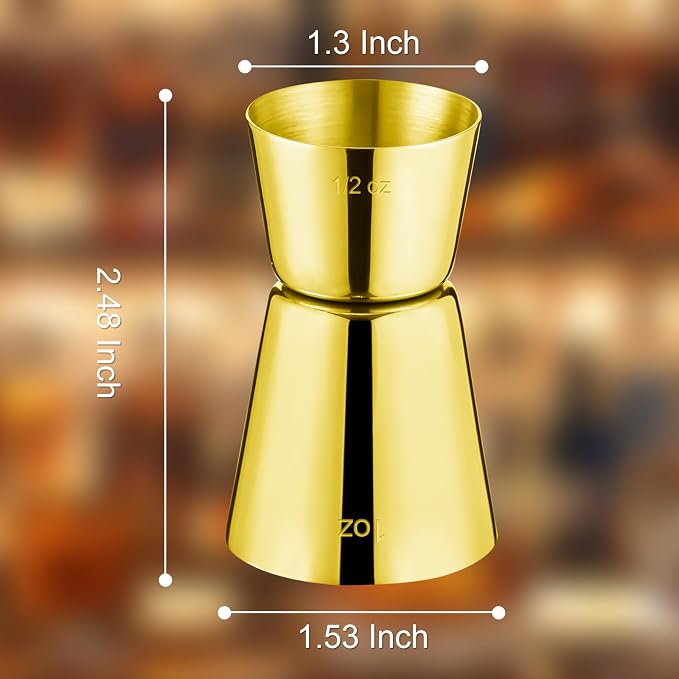 Briout Jigger for Bartending, Flat Edge Gold - Image 3