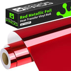 VINYL FROG Red Metallic Foil Heat Transfer Vinyl Roll 12" x12ft Red Iron on by VINYLFROG