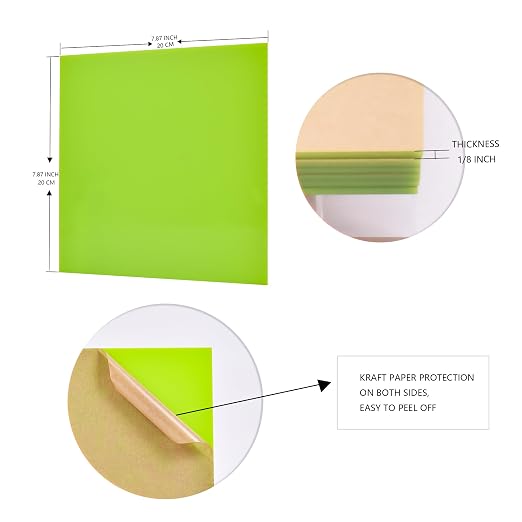 6 PCS Apple Green Cast Acrylic Sheet 1/8 Thick 8 x 8 Inch, Opaque Acrylic Sheets - Image 5
