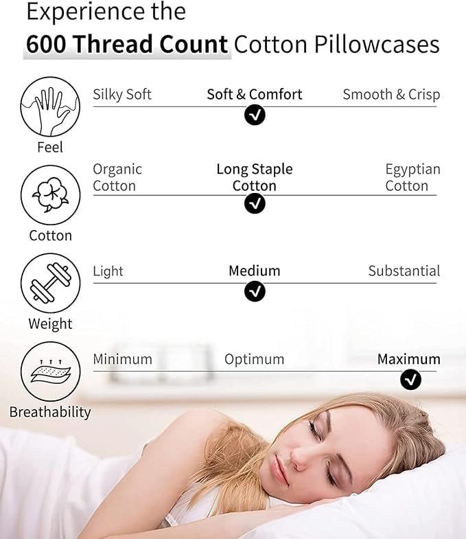 Warmstar Cotton Body Pillow Cover, 1 Pack, 600 Thread Count, Long Body Pillow - Image 5