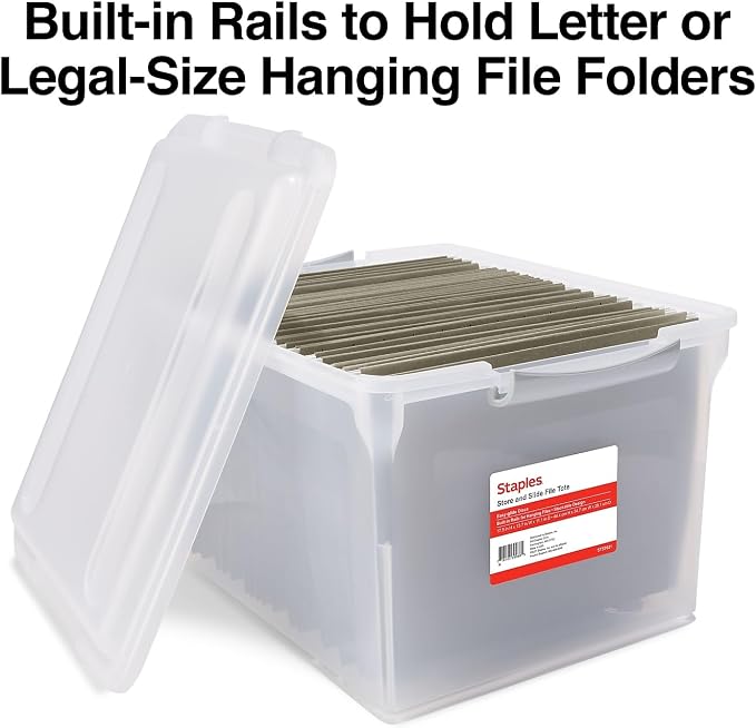Staples Store & Slide Hanging File Box, Latch Lid, Letter/Legal Size - Image 3