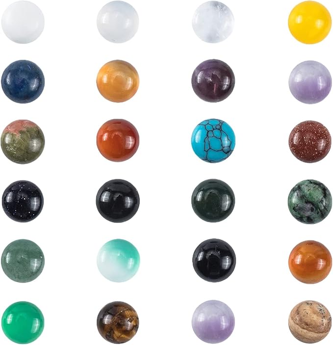 PH PandaHall 46pcs 23 Styles Stone Cabochons 8mm Gemstone Half Round Flatback - Image 3