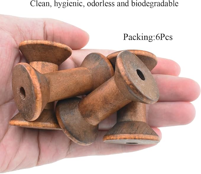 HAHIYO 2Inch/5cm 6PCs Light Brown Color Wood Spool - Image 6