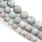 48pcs Natural Matte Cyan YuHua Gemstone Beads，8mm Frosted Round Loose Stone - Image 7