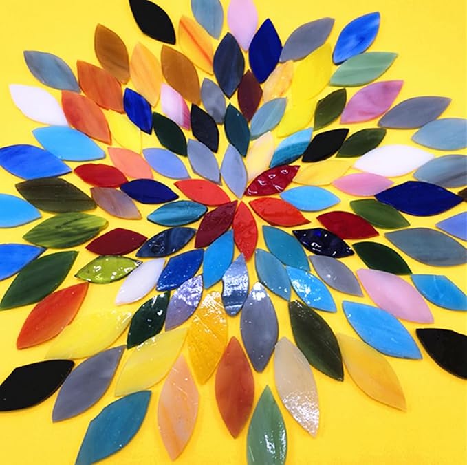 DIY Glass Petal Mosaic Tiles, 100 Pieces Assorted Size and Colors Stained Glass - Image 3