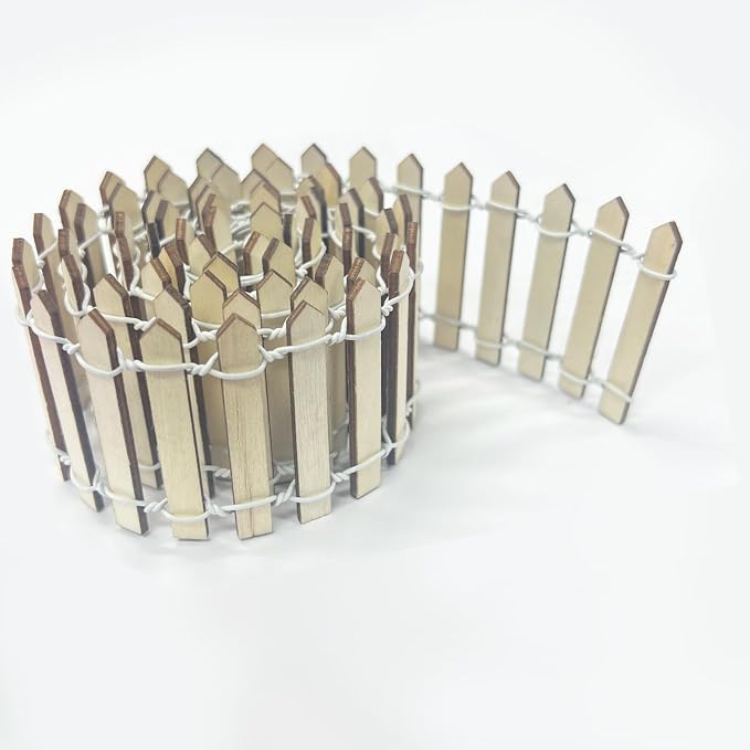 35 Inches Mini Fairy Garden Fence DIY Small Wood Decorative Picket Fence Micro - Image 3