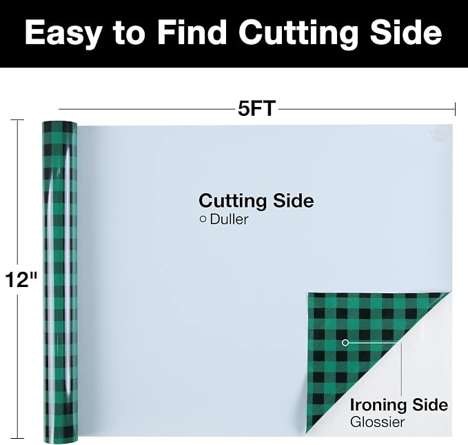 TORC Green Black Buffalo Plaid HTV Vinyl 12 inch x 10 ft, Check Heat Transfer - Image 2