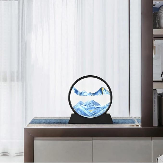 BGFJYUK Moving Sand Art Picture in Motion, Round Tempered Glass 3D Deep Sea - Image 4