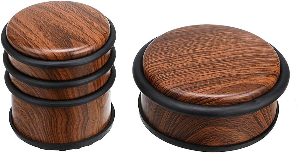 Sumnacon Heavy Duty Floor Door Stopper No Drill, Durability Stainless Steel Door Stops With Anti-skid Rubber- Contemporary Decorative Safety Door Wedge for Home Office Commercial Industrial, WoodGrain