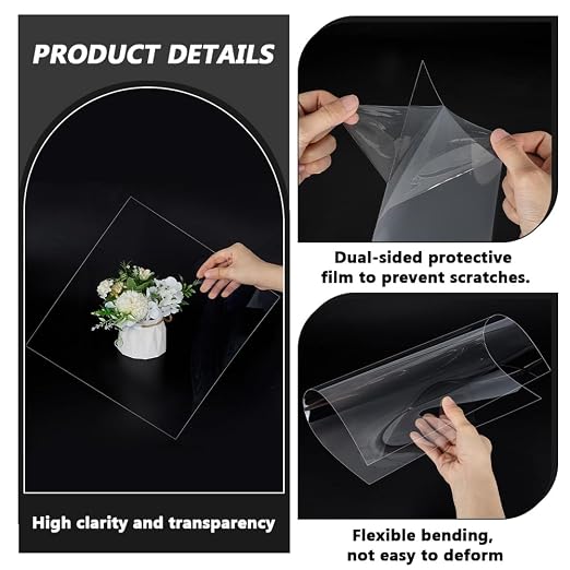 FINGERINSPIRE 12Pcs Clear Plastic Sheet, 12x12 Inch Clear PET Flexible - Image 3