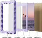 5x7 Picture Frame with Mat for 4x6, Wavy Edge Wooden Real Glass Photo Frame for - Image 5