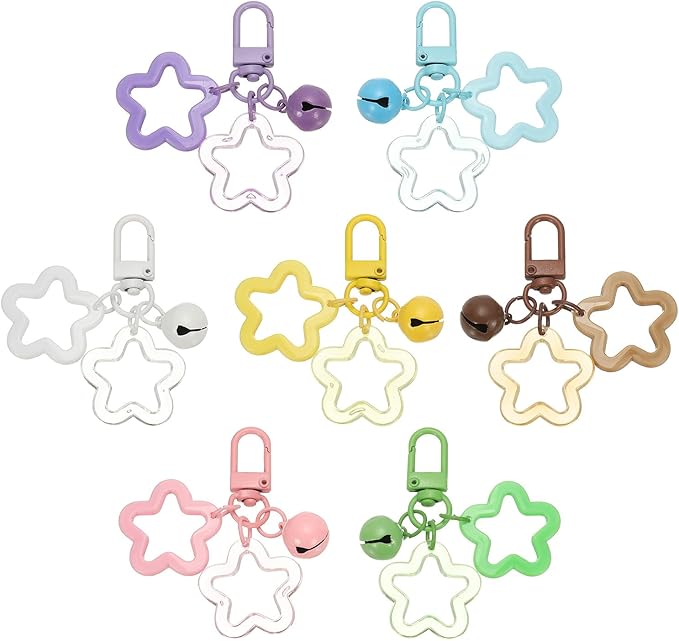 PATIKIL Star Keychain, Candy Color Acrylic Pentagram Keychain Stars Charms Bell by PATIKIL