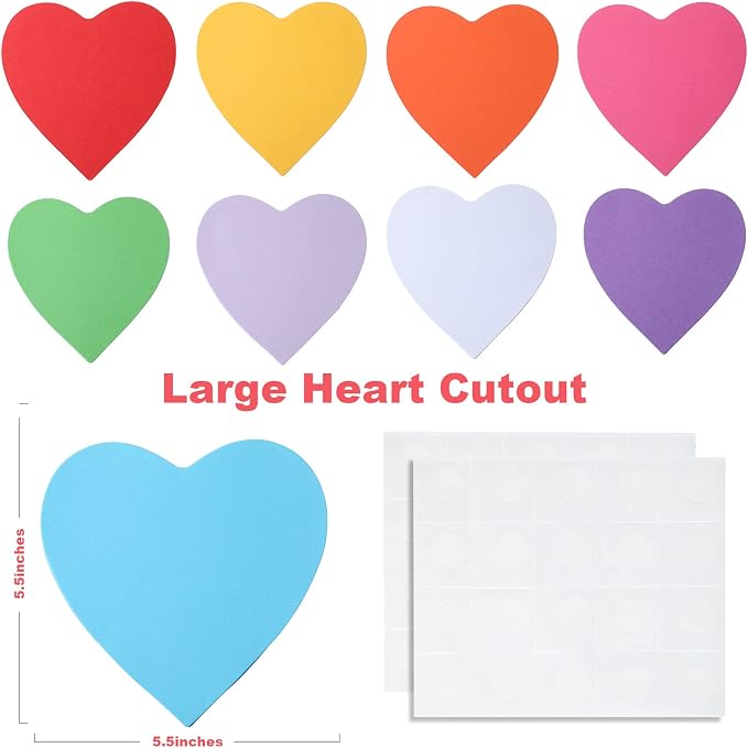 90 Pieces Heart Cutouts Paper Hearts Heart Shape Cards 5.5 Inches Large - Image 2