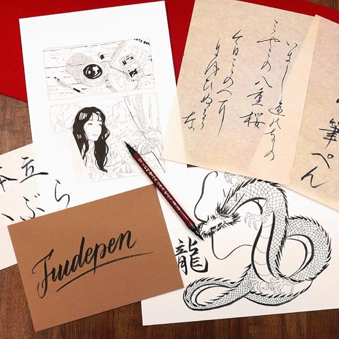 Kuretake Fude Brush Pen NIHON-DATE KABURA, hard and soft dual tip marker - Image 3