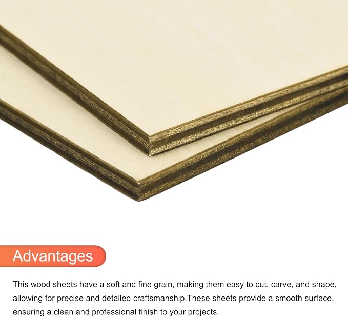 MECCANIXITY 10pcs Basswood Sheet 4 x 4 x 3/16 Inch Unfinished Wood Boards - Image 4