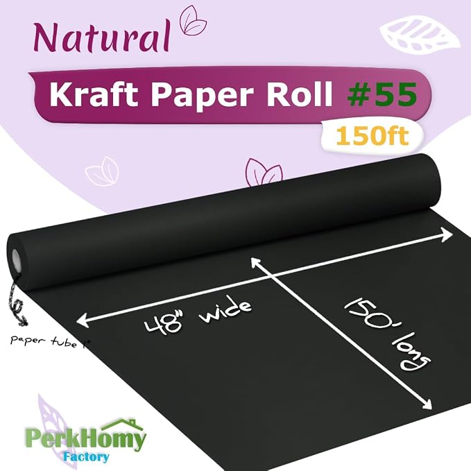 PerkHomy Black Kraft Paper Roll 48" x 1 - Image 2