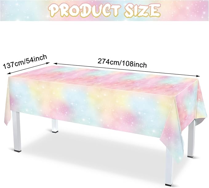 Tiamon 6 Pcs Pastel Rainbow Tablecloths Birthday Decorations Pastel Table Cloths - Image 2