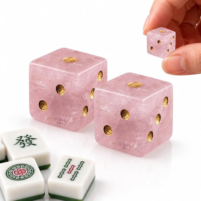 2PCS Crystal D6 Dice, 16mm Natural Gemstone Mahjong Dice Set Stone Dice - Image 2