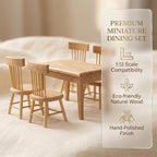 Z MAYABBO Wooden Dollhouse Furniture of Table & Chair, Miniature Dollhouse - Image 5