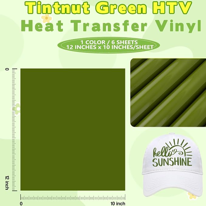 Tintnut Cactus Green Heat Transfer Vinyl, easy cut & weed, stretch washable - Image 2