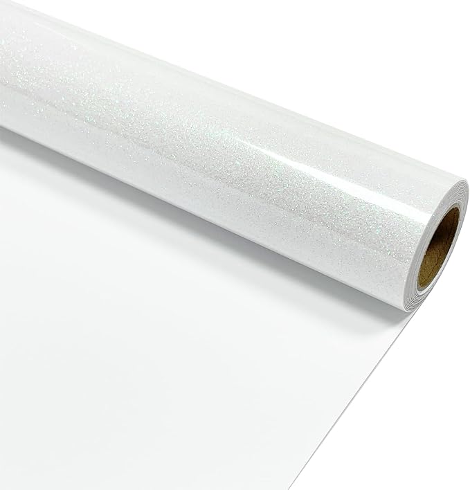 Rainbow White Glitter Heat Transfer Vinyl 12" x 5 ft HTV by MerryMade
