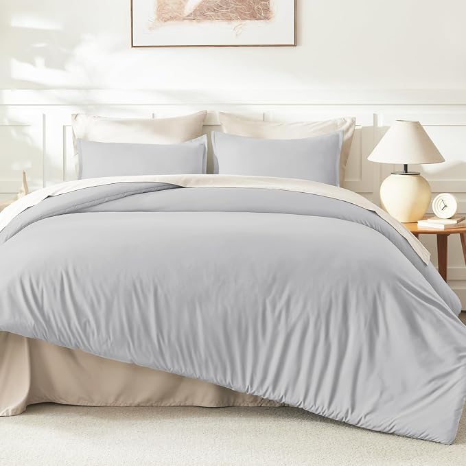 Litanika Light Grey Comforter Queen Size, 3 Pieces Lightweight Solid Bedding - Image 6