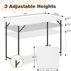 4ft Folding Table with Adjustable Height, 3-Level Foldable Table with HDPE Top - Image 3