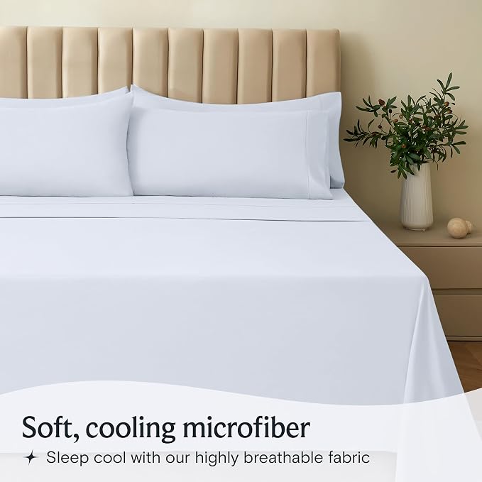 LuxClub 3 PC Twin Sheet Set, Deep Pockets Wrinkle Free Cooling Bed Sheets Hotel - Image 3