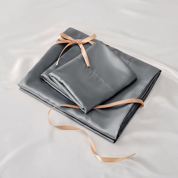 BEDELITE Satin Fitted Sheet and Pillowcases Set, Soft Similar to Silk Bottom - Image 6