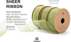 Vitalizart Sage Green Ribbon Organza Sheer Ribbon 1 inch x 30 Yd Handmade - Image 2