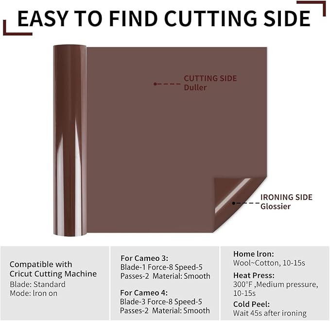 HTVRONT Heat Transfer Vinyl Brown HTV Rolls, HTV Vinyl - Image 7