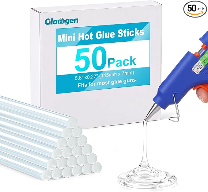 Mini Hot Glue Sticks for Glue Guns, 50-Piece Hot Glues Stick, 5.8" Long x 0.27" by GlamgenFindYourCase