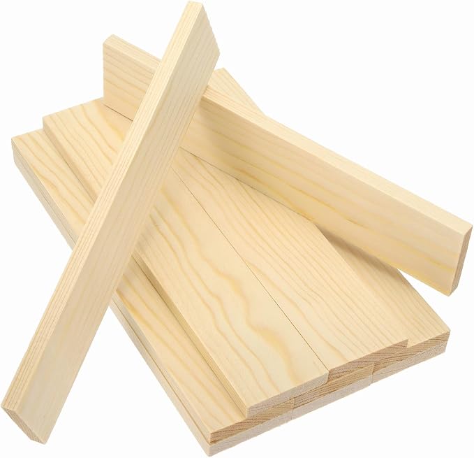 MECCANIXITY 10Pcs Wood Strips Slats, 9/32" x 1‑5/8" x 8" Thin Wood Sticks Flat by MECCANIXITY