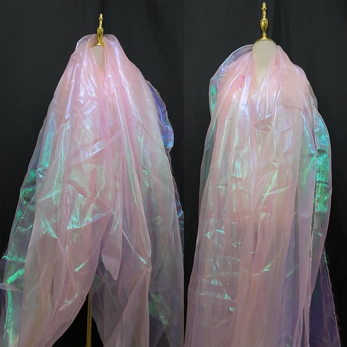Light Pink Iridescent Organza Fabric - Image 3