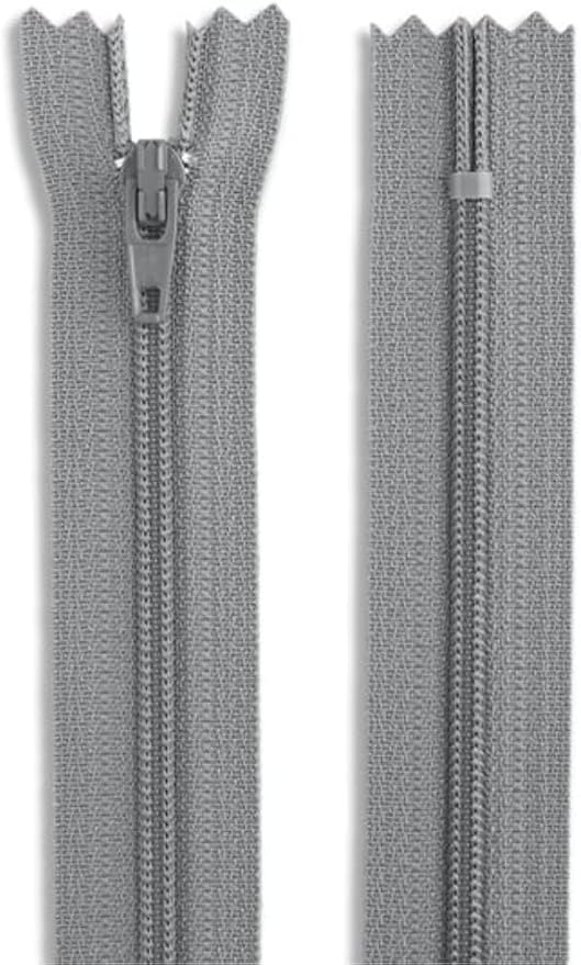 9" Medium Grey #3 Nylon Coil Non-Separating Zipper - Image 2