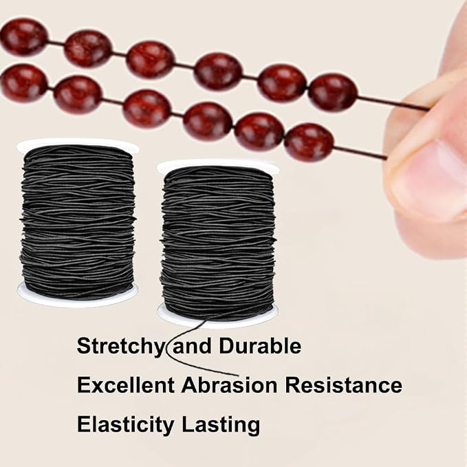 LUSTEMBER Stretchy String for Bracelets, 2 Rolls 1 mm Sturdy Elastic String - Image 5