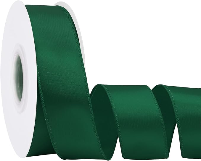 Forest Green 1.5 Inch Continuous 25 Yards Satin Wired Ribbon by Simplegoal