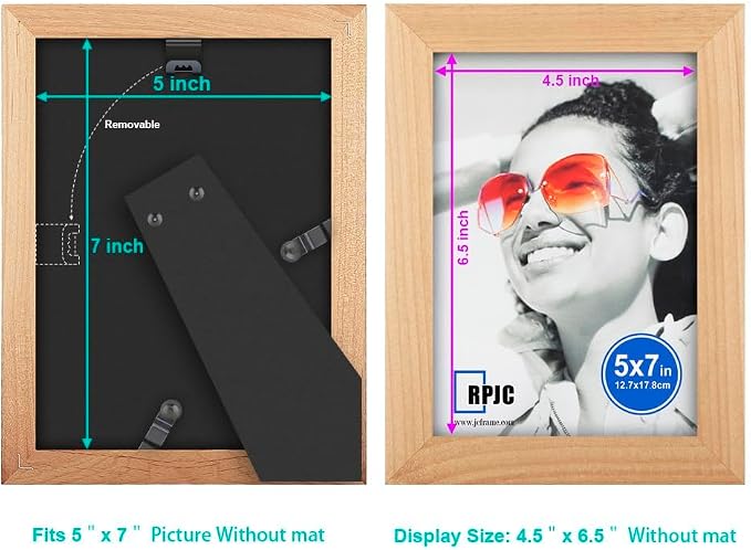 RPJC 5x7 inch Picture Frames Made of Solid Wood High Definition Glass - Image 4