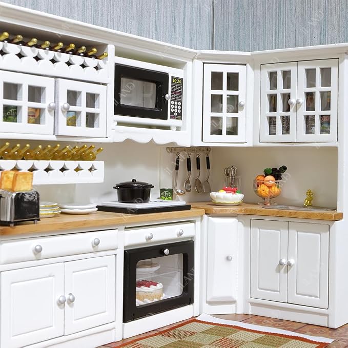 iLAND Dollhouse Furniture and Accessories Set Dollhouse Kitchen Modern Kit - Image 5