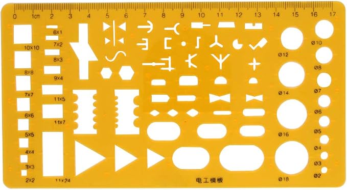 Utoolmart Drafting Templates Geometric Drawing Template Measuring Ruler Yellow by Utoolmart