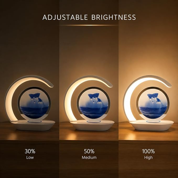 Moving Sand Art Lamp, Crescent LED Table Lamp - Image 2