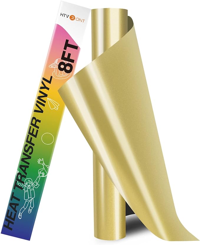 HTVRONT HTV Heat Transfer Vinyl Roll- 12" x 8ft Gold HTV Vinyl by HTVRONT