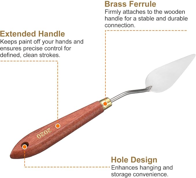 HARFINGTON Palette Knife Painting Tool 2.36" x 1.18" Stainless Steel Teardrop - Image 5